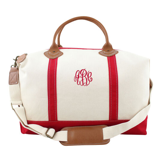 Personalized Red Trimmed Weekender